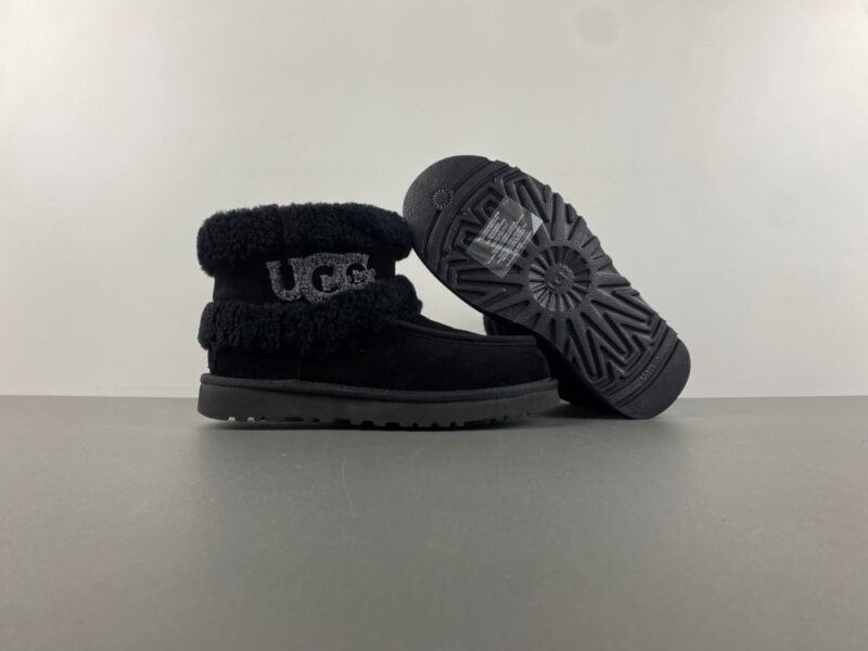 Women's Ultra Mini Ugg Fluff Black - Image 5