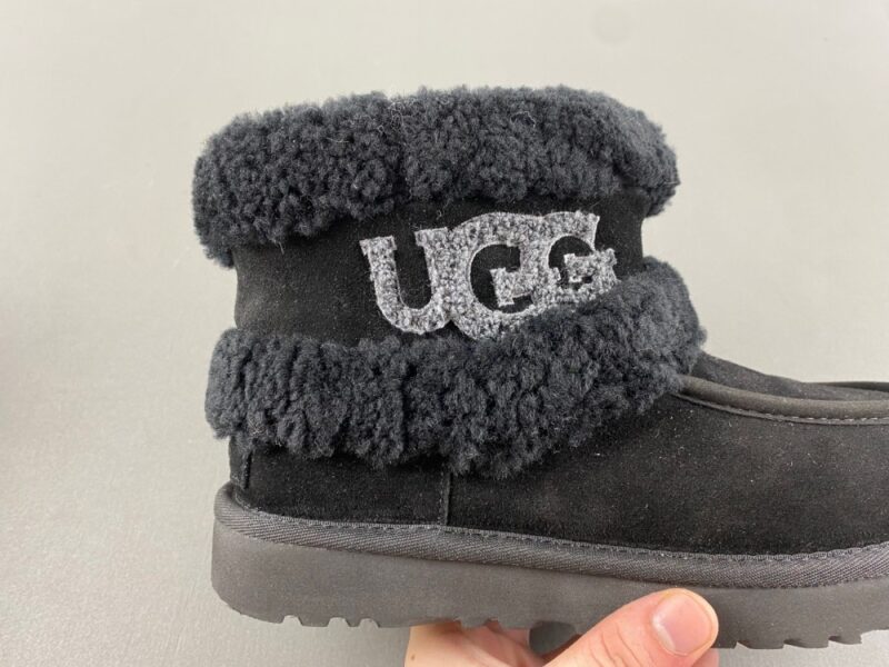 Women's Ultra Mini Ugg Fluff Black - Image 3