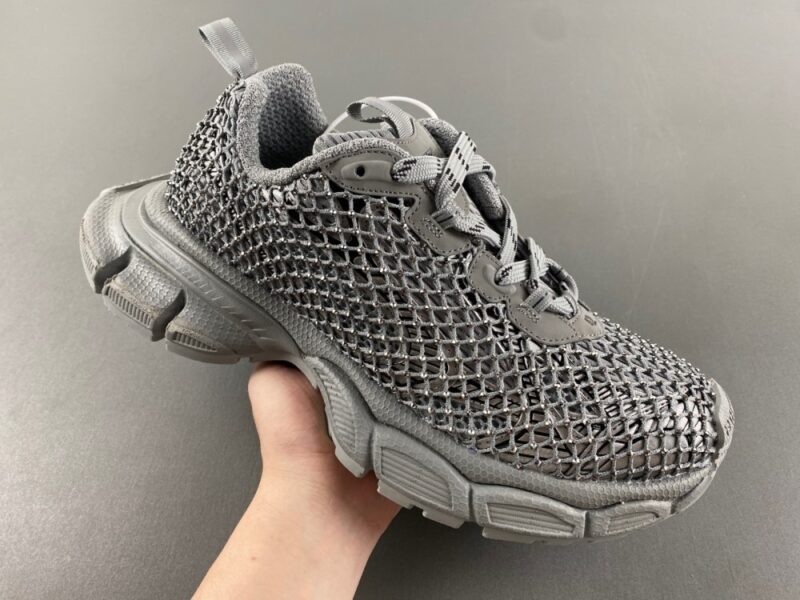 Balenciaga Gray 3Xl Mesh Lace-Up Sneakers - Image 2