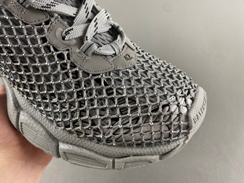 Balenciaga Gray 3Xl Mesh Lace-Up Sneakers - Image 5