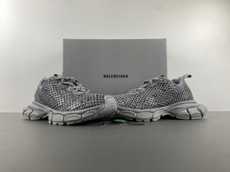 Balenciaga Gray 3Xl Mesh Lace-Up Sneakers - Image 14