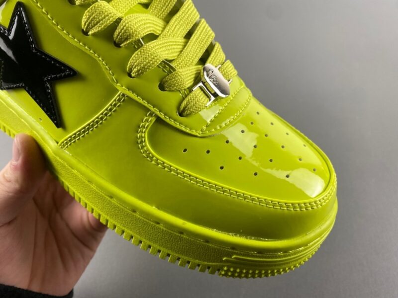 A Bathing Ape BAPE Sta Painted Leather Sneaker GREEN X BLACK - Image 6