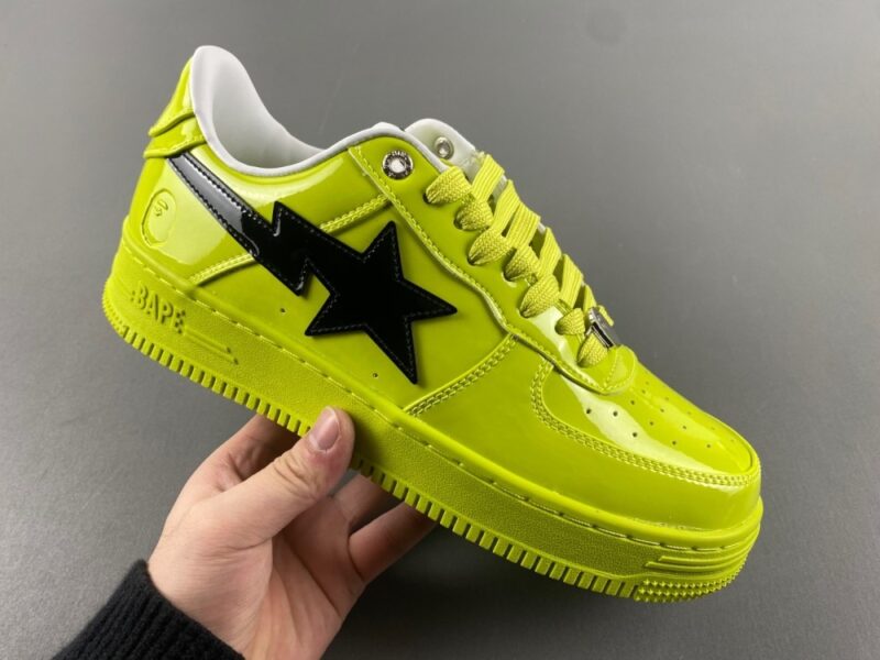 A Bathing Ape BAPE Sta Painted Leather Sneaker GREEN X BLACK - Image 2