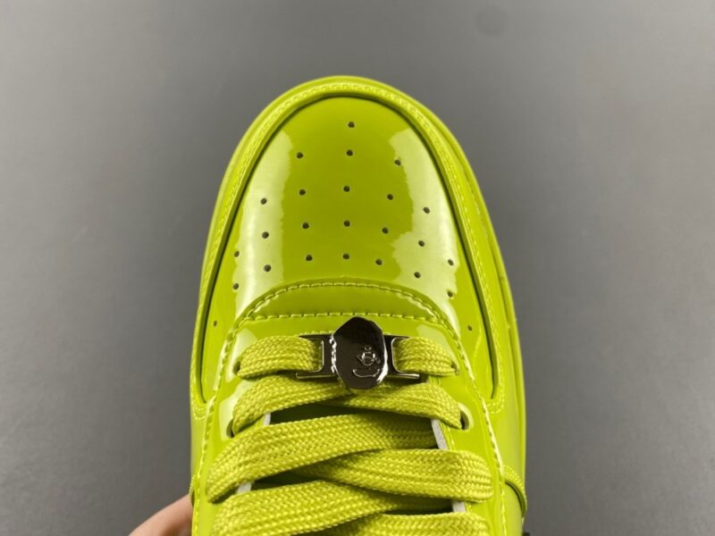 A Bathing Ape BAPE Sta Painted Leather Sneaker GREEN X BLACK - Image 9