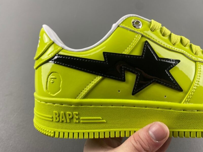 A Bathing Ape BAPE Sta Painted Leather Sneaker GREEN X BLACK - Image 10