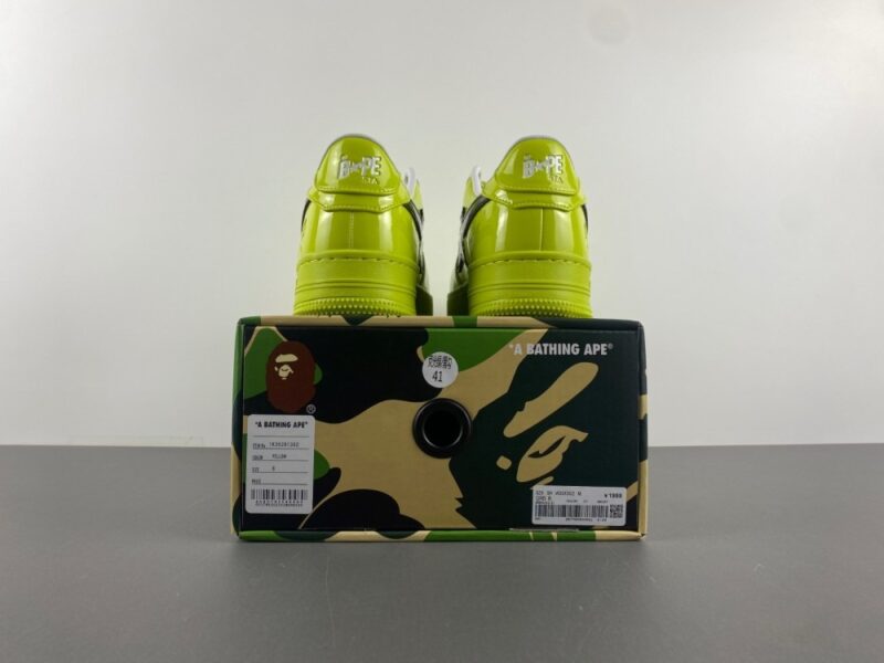 A Bathing Ape BAPE Sta Painted Leather Sneaker GREEN X BLACK - Image 3