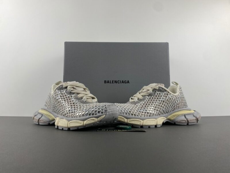 Balenciaga Gray 3Xl Mesh Lace-Up Sneakers - Image 13