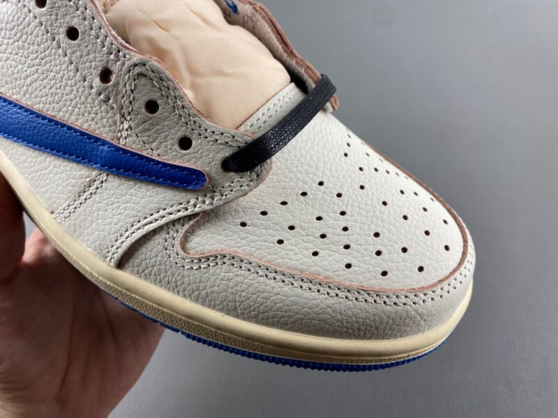 Air Jordan 1 Retro Low OG SP Fragment x Travis Scott Sail Military Blue - Image 5