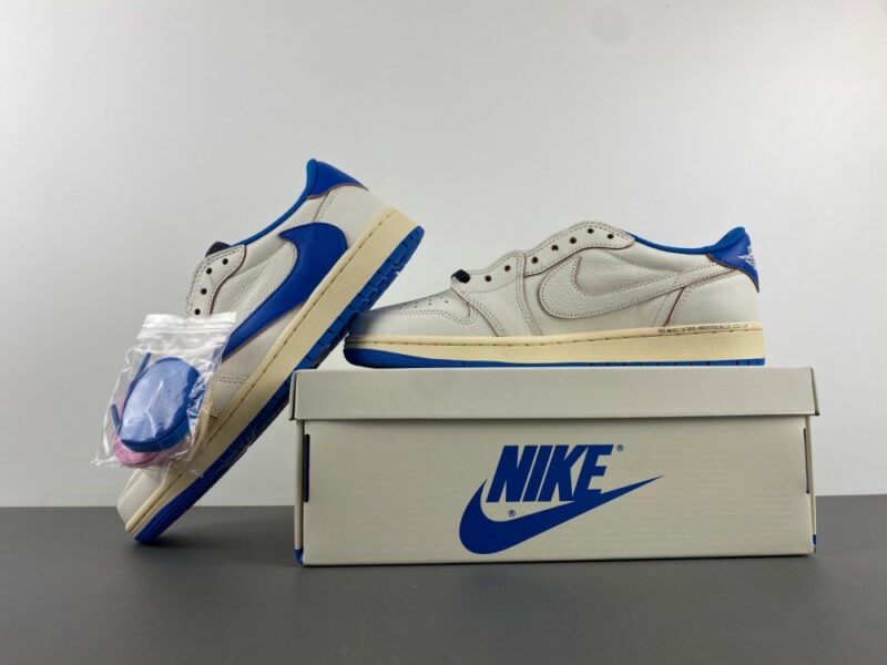 Air Jordan 1 Retro Low OG SP Fragment x Travis Scott Sail Military Blue - Image 14