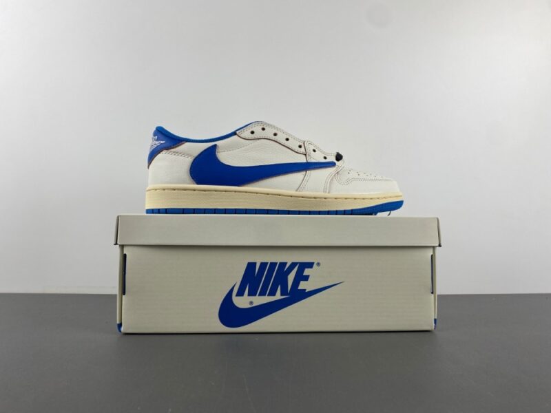 Air Jordan 1 Retro Low OG SP Fragment x Travis Scott Sail Military Blue - Image 18