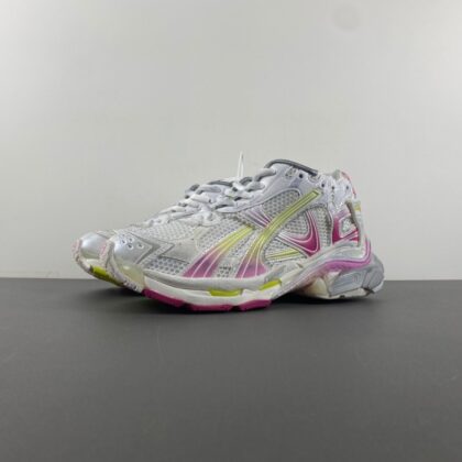 Balenciaga Runner Gradient Sneaker in White/pink/grey/neon Yellow