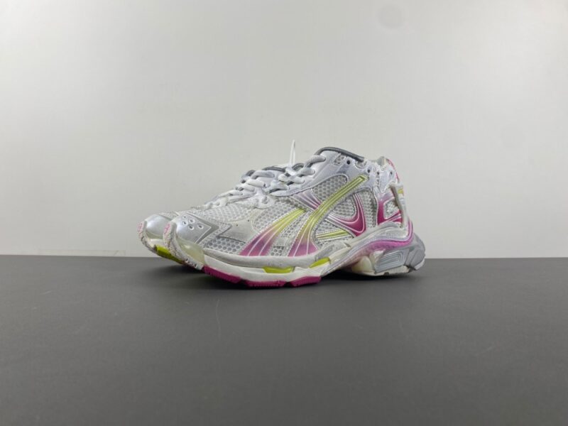 Balenciaga Runner Gradient Sneaker in White/pink/grey/neon Yellow