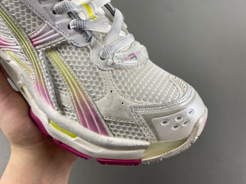 Balenciaga Runner Gradient Sneaker in White/pink/grey/neon Yellow - Image 3