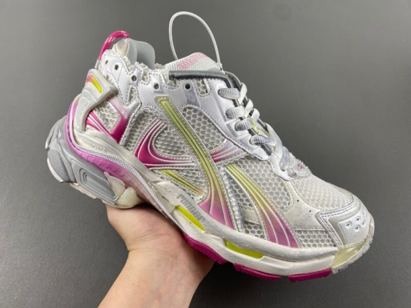 Balenciaga Runner Gradient Sneaker in White/pink/grey/neon Yellow - Image 2