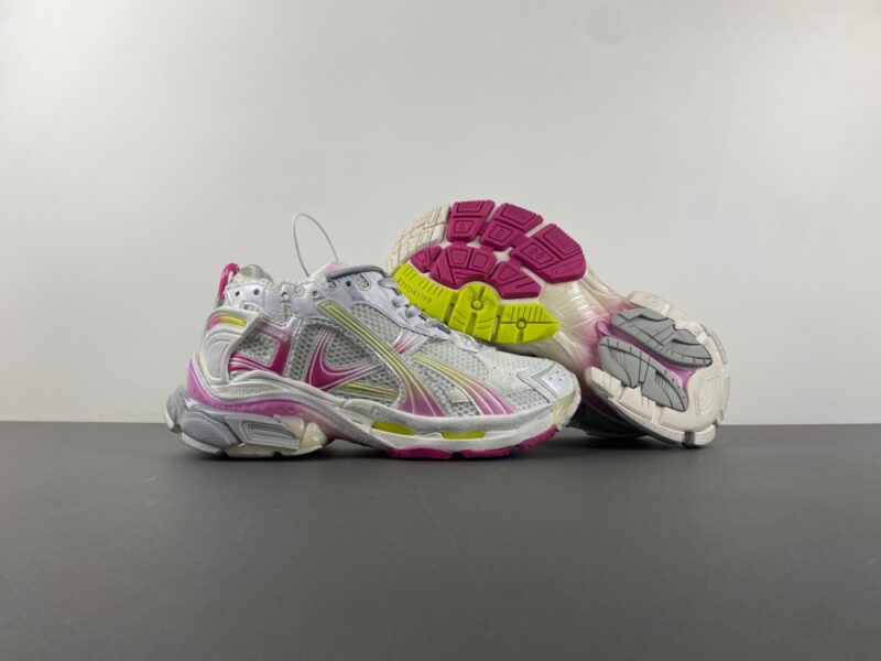 Balenciaga Runner Gradient Sneaker in White/pink/grey/neon Yellow - Image 8