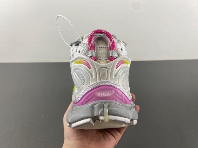 Balenciaga Runner Gradient Sneaker in White/pink/grey/neon Yellow - Image 4