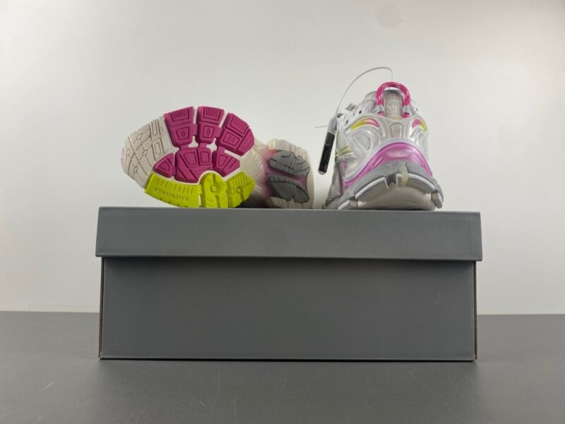 Balenciaga Runner Gradient Sneaker in White/pink/grey/neon Yellow - Image 14