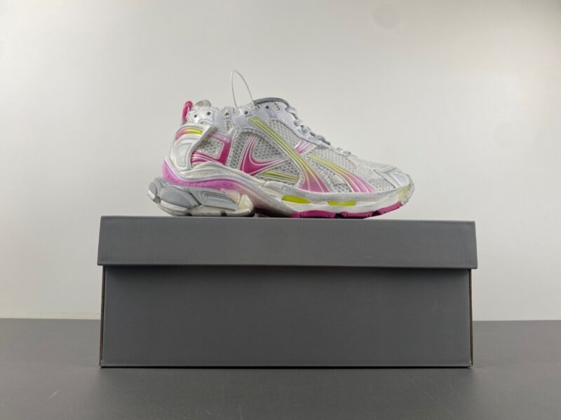 Balenciaga Runner Gradient Sneaker in White/pink/grey/neon Yellow - Image 15