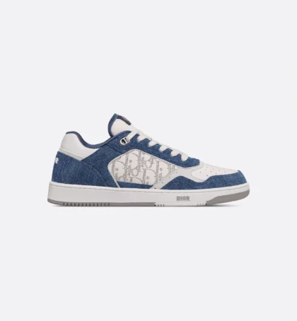 B27 Uptown Low-Top Sneaker White Smooth Calfskin, Blue Denim and White Dior Oblique Galaxy Leather