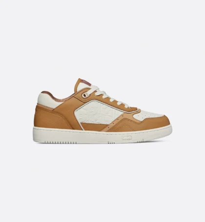 B27 Uptown Low-Top Sneaker Cognac and White Grained Calfskin with White Dior Gravity Leather