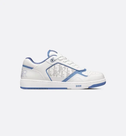DIOR AND HYLTON NEL B27 Uptown Low-Top Sneaker White and Blue Smooth Calfskin with White Dior Oblique Galaxy Leather