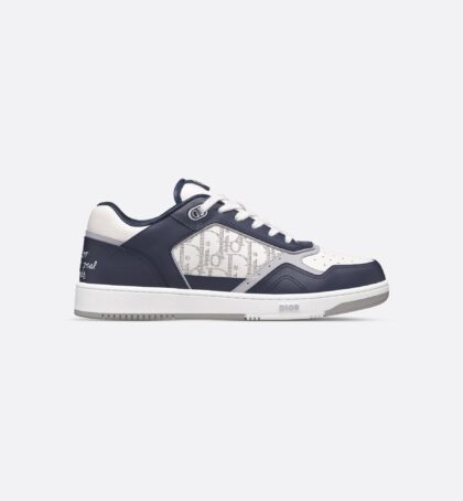 DIOR AND HYLTON NEL B27 Uptown Low-Top Sneaker Navy Blue and White Smooth Calfskin with White Dior Oblique Galaxy Leather