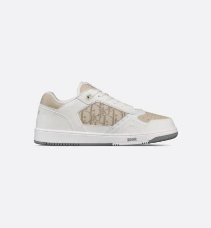 B27 Uptown Low-Top Sneaker White and Beige Smooth Calfskin with Beige Dior Oblique Galaxy Leather