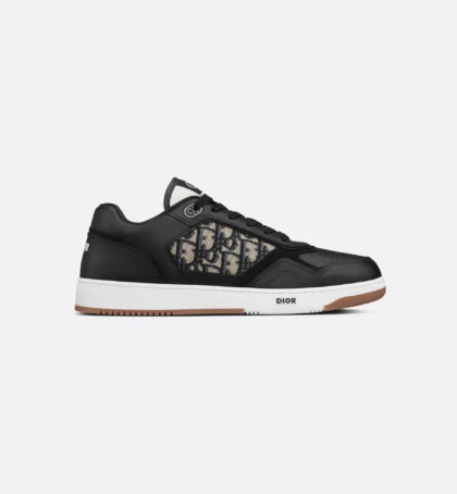 B27 Uptown Low-Top Sneaker Black Smooth Calfskin with Beige and Black Dior Oblique Jacquard