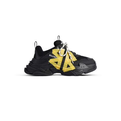 Triple S Tape Type Sneaker in Black/yellow