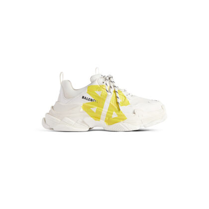 Triple S Tape Type Sneaker in White/yellow