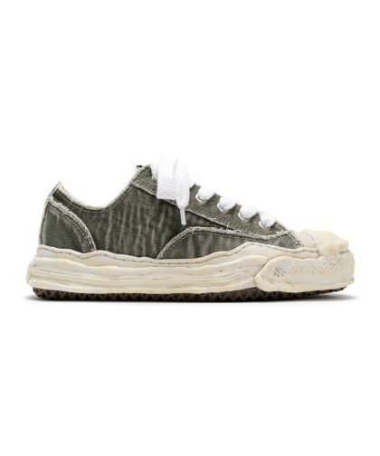 "HANK" OG Sole Bleach-Wash Denim Canvas Low-top Sneaker Gray