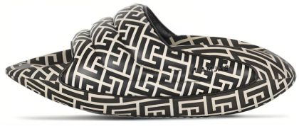 Balmain B-IT Quilted Leather Mules 'Bicolor Monogram - Black White'