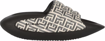 Balmain B-IT Quilted Leather Mules 'Monogram Print - Black'