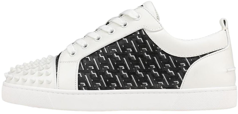 Christian Louboutin Louis Junior Spikes Orlato Flat 'CL Monogram - White Black'