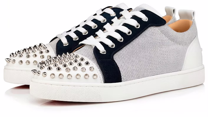 Christian Louboutin Louis Junior Spikes Orlato Flat 'White Navy' - Image 2