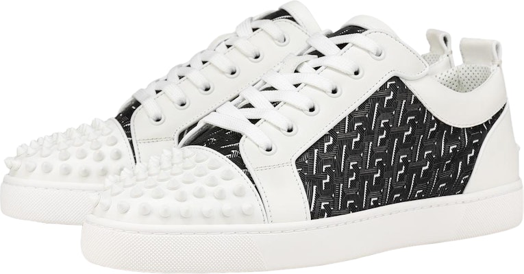 Christian Louboutin Louis Junior Spikes Orlato Flat 'CL Monogram - White Black' - Image 2