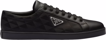Prada Leather and Re-Nylon Sneaker 'Black Symbole Motif Pattern'