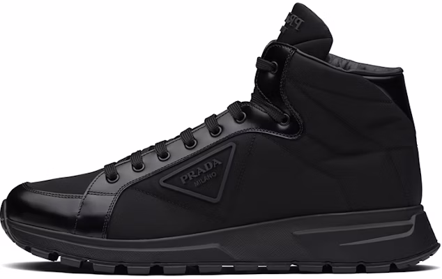 Prada PRAX 01 High Top Re-Nylon and Brushed Leather Black