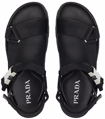 Prada Sporty Leather and Nylon Tape Sandal 'Black' - Image 4