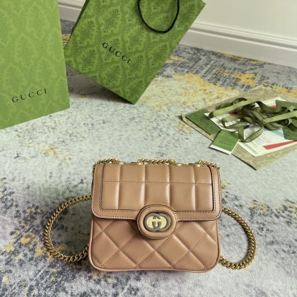 Gucci burgundy red Deco mini quilted leather shoulder bag