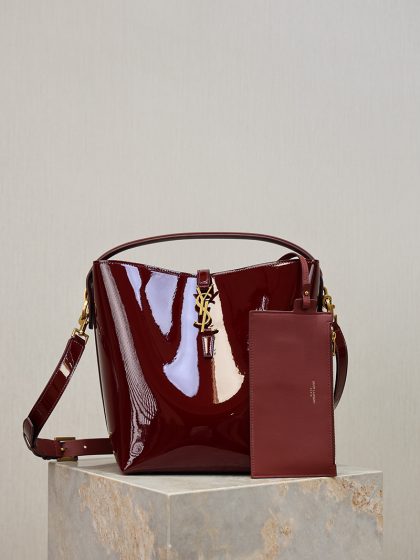 Saint Laurent Mini Le 37 patent-leather Bucket Bag