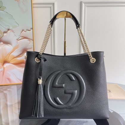 Gucci Soho Black Leather Medium Chain Tote Bag