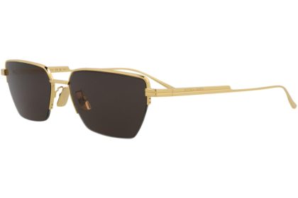 Bottega Veneta Square-Frame Metal Sunglasses Gold Gold Grey