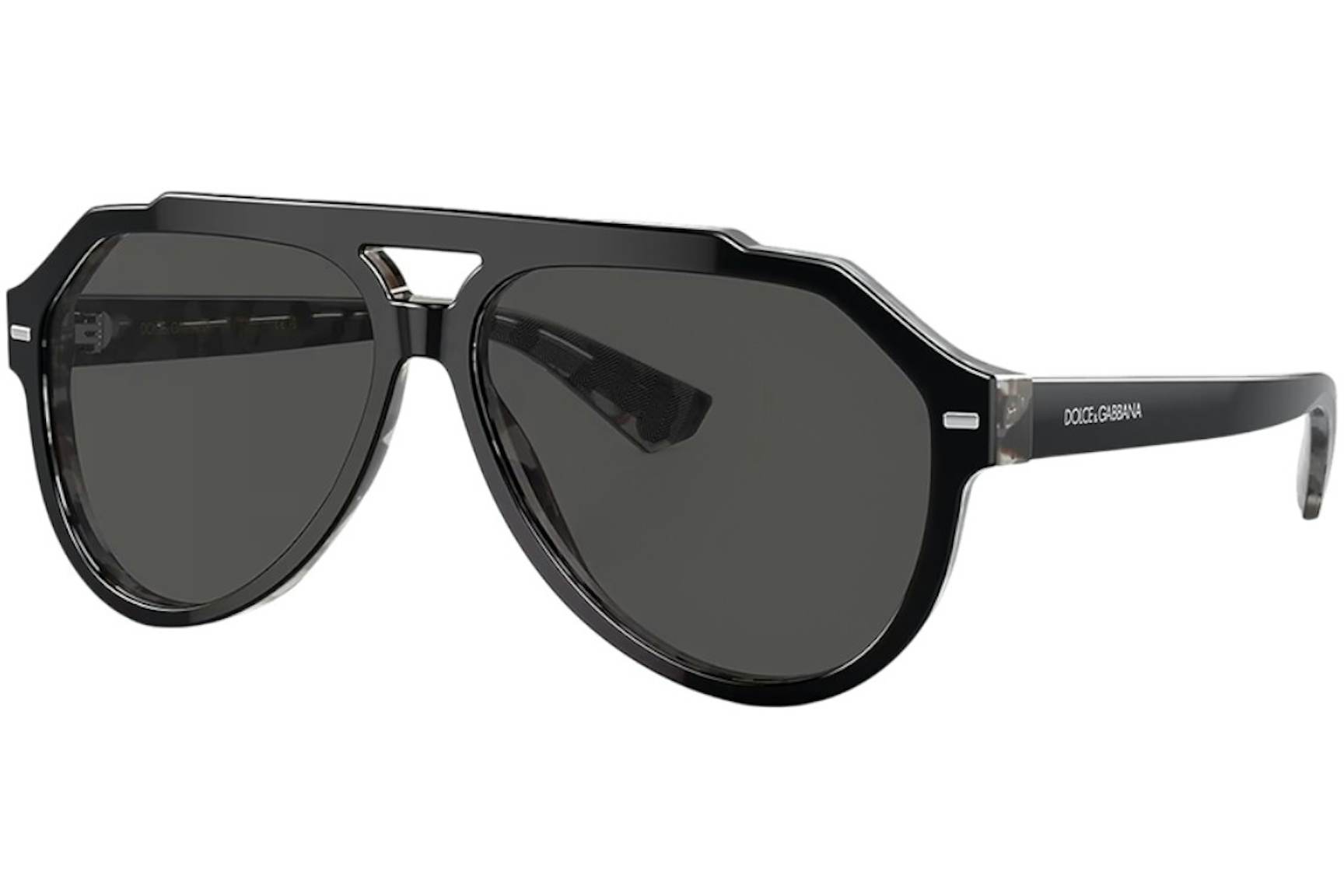 Dolce & Gabbana Aviator Sunglasses Black on Grey Havana