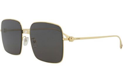 Fendi Square-Frame Metal Sunglasses Gold Gold Smoke