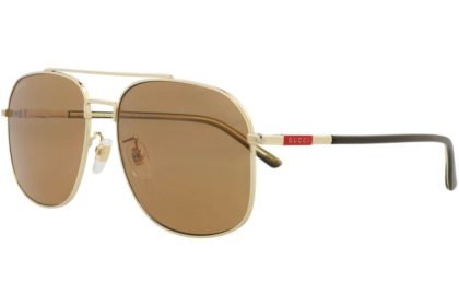 Gucci Aviator-Frame Metal Sunglasses GOLD HAVANA BROWN