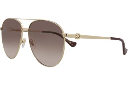 Gucci Aviator-Frame Metal Sunglasses Gold Gold Brown