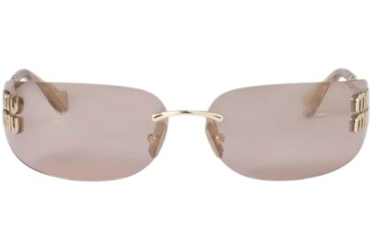 Miu Miu Irregular Sunglasses Gold Light Purple Brown