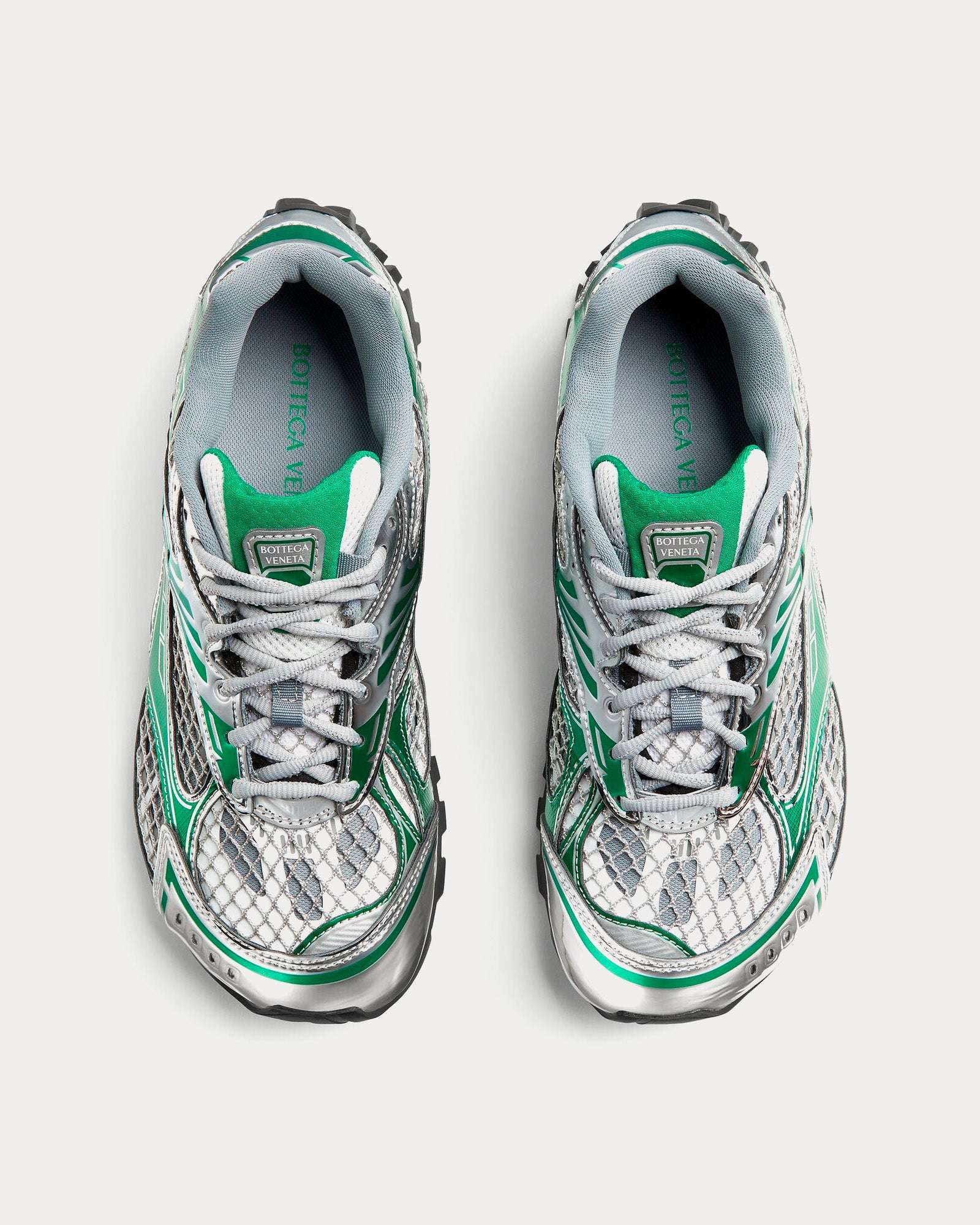 Bottega Veneta - Orbit Silver / Parakeet / Optic White Low Top Sneakers - Image 4