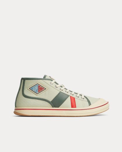 Bottega Veneta - Eliot Canvas & Leather White Jade / Aloe High Top Sneakers
